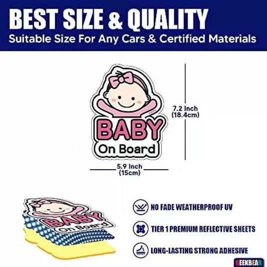 Universal Stylish Baby On Board Car Sticker Safety Sign For Reflective & Weatherproof Safety Sticker - i-Station Mobile Phone & Electronic Device Repair and Accessories