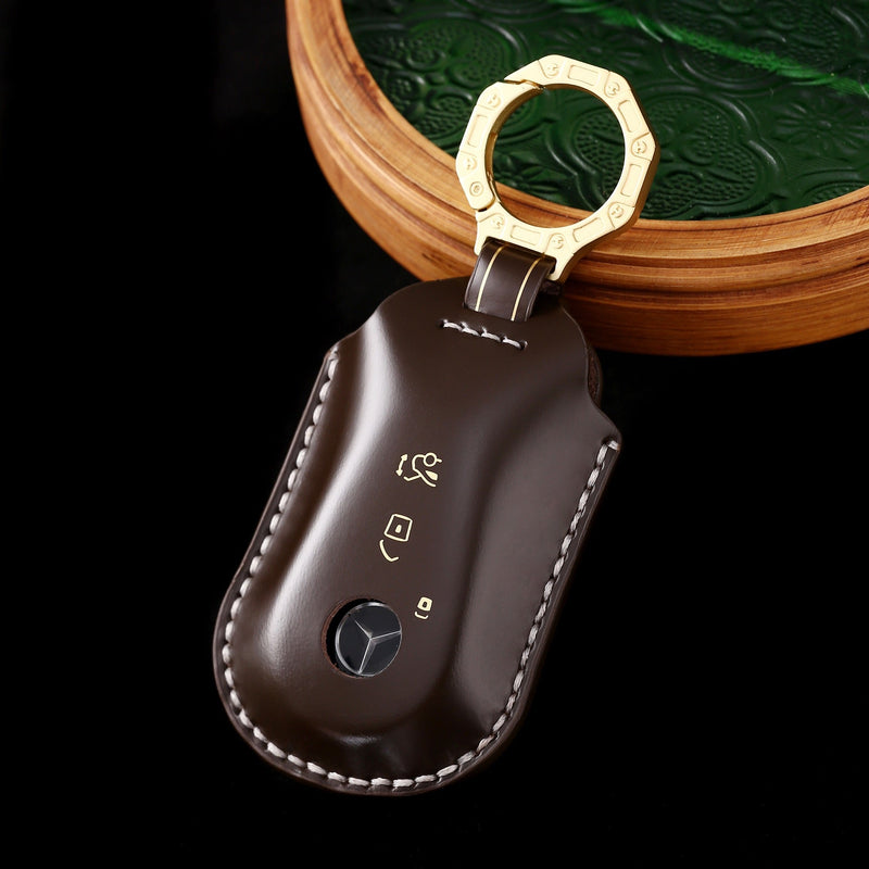 Cargue la imagen en el visor de la galería, Mercedes Benz Genuine Leather Protection Car Key Fob Case Cover For Benz A, C, E, S-Class, GLC, GLE, GLS, GLS, EQC, EQS - Polar Tech Australia