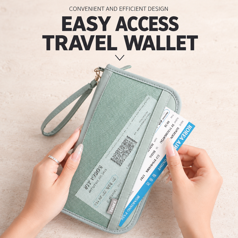 Load image into Gallery viewer, Larger Capacity RFID Blocking Travel Wallet Passport Holder – Water-Resistant Document Organiser with Card Slots & Wrist Strap - Polar Tech Australia