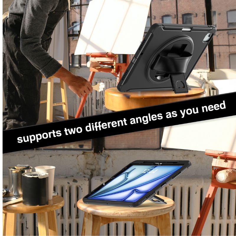 Cargue la imagen en el visor de la galería, Apple iPad Air 6 13” & iPad Pro 3/4/5/6 12.9"   - 360 Degree Rotate Shockproof Heavy Duty Tough Stand Case Cover With Pen Holder - Polar Tech Australia