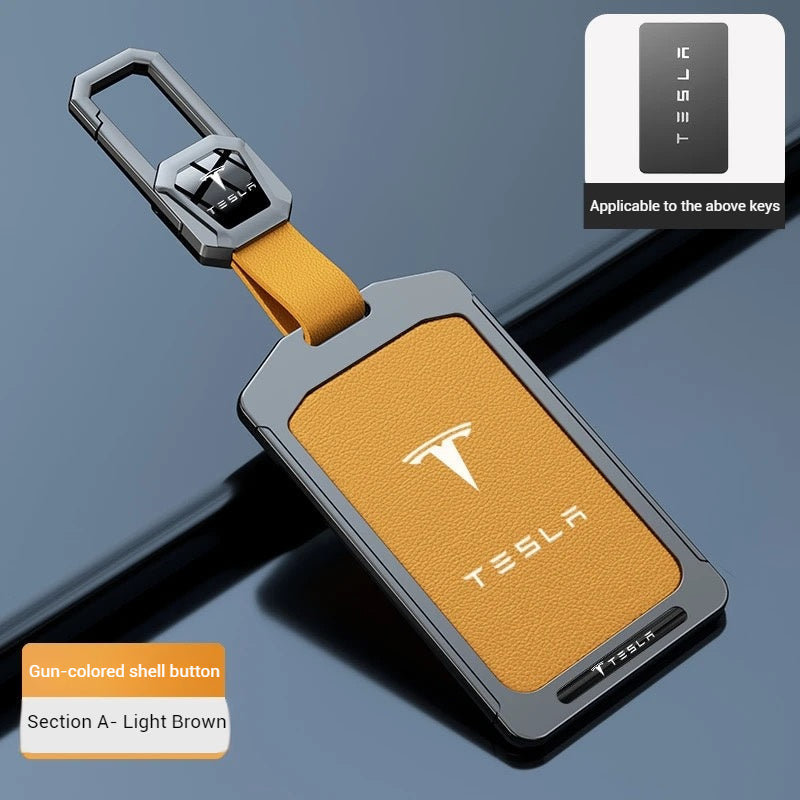 Cargue la imagen en el visor de la galería, Tesla Alloy-Framed Leather Card Key Case for Model 3 & Model Y - Polar Tech Australia