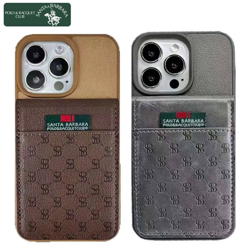 Cargue la imagen en el visor de la galería, Apple iPhone 15/15 Plus/15 Pro/Max Santa Barbara Polo Racquet Club Hulda Business Style Leather Case with Card Sleeve Men's Gift - Polar Tech Australia