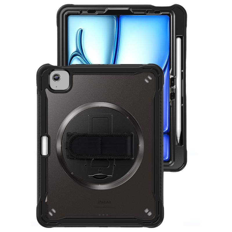 Cargue la imagen en el visor de la galería, Apple iPad Air 2024 6/6th 11'' & Pro 1/2/3/4 11'' & iPad 4/5 Air 10.9'' - 360 Degree Rotate Shockproof Heavy Duty Tough Stand Case Cover With Strap & Pen Holder - Polar Tech Australia