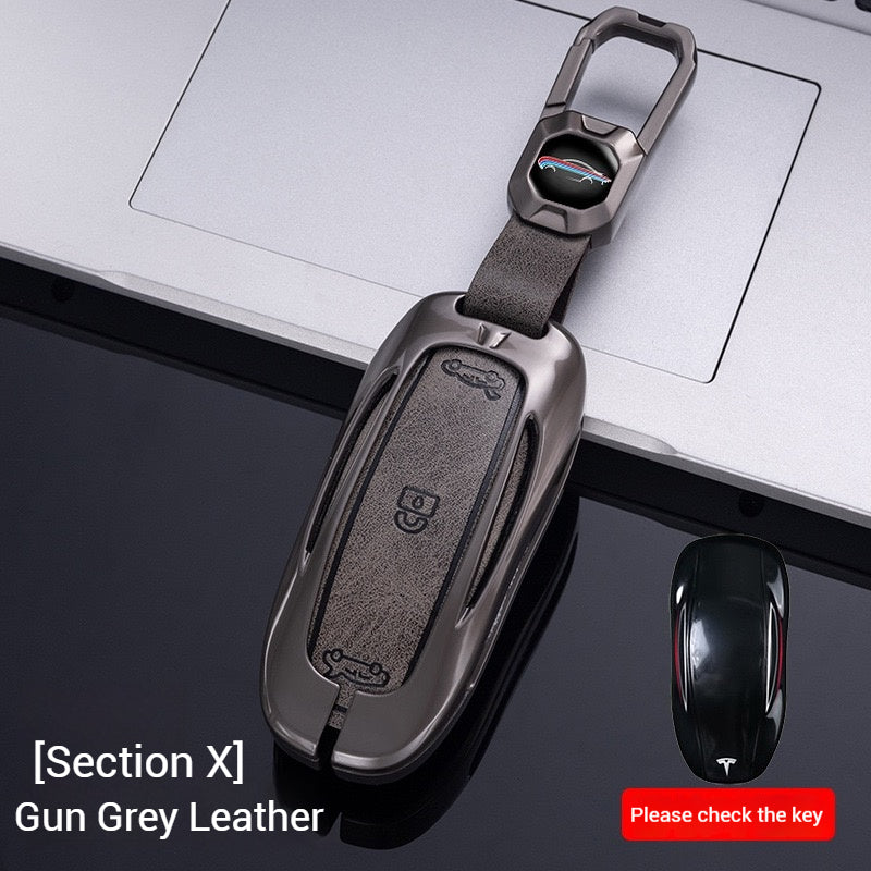 Cargue la imagen en el visor de la galería, Tesla Metal + PU Leather Smart Car Key Fob Case for Model 3, S, Y, X - Polar Tech Australia