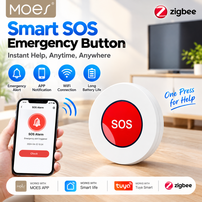 Chargez l'image dans la visionneuse de la galerie, MOES Zibee Tuya Battery Powered Wireless SOS Emergency Help Push Button - Polar Tech Australia