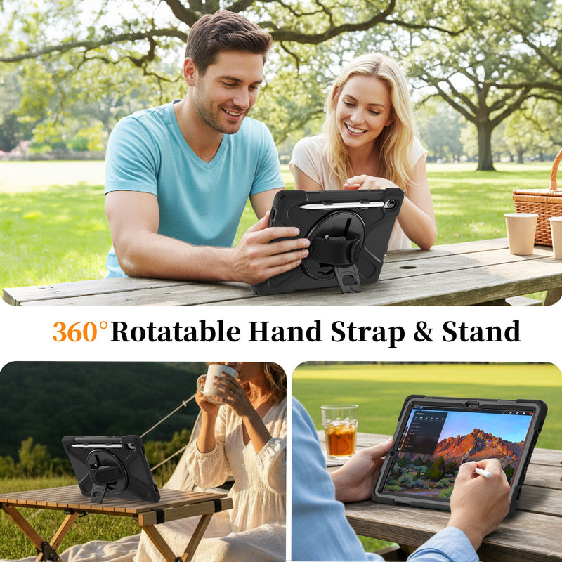 Load image into Gallery viewer, Samsung Galaxy Tab S11 (2025) 11" - Heavy Duty 360 Degree Rotate Stand Hand Strap Case With Shoulder Strap - i-Station Mobile Phone & Electronic Device Repair and Accessories