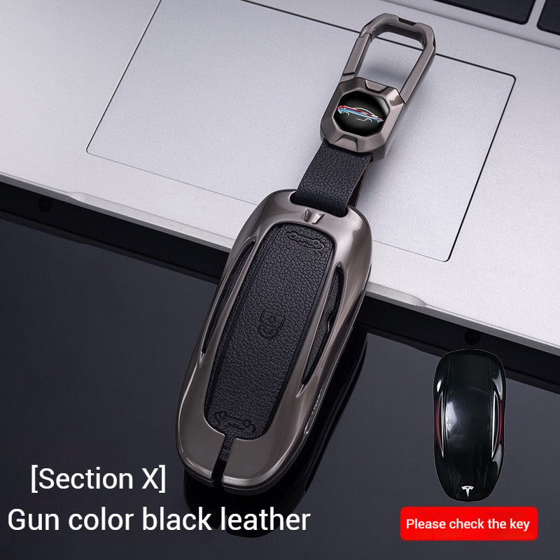 Cargue la imagen en el visor de la galería, Tesla Metal + PU Leather Smart Car Key Fob Case for Model 3, S, Y, X - Polar Tech Australia