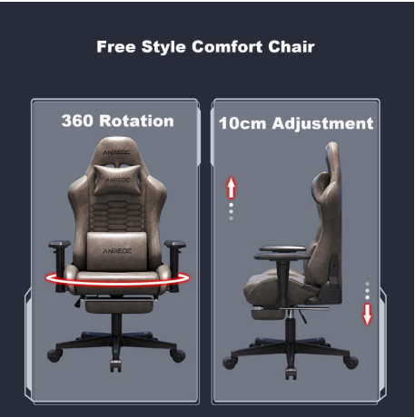 Load image into Gallery viewer, Luxury Vintage Leather Ergonomic Designed Gaming Chair 360° Rotation and Adjustable Armrests (Grey) - Polar Tech Australia