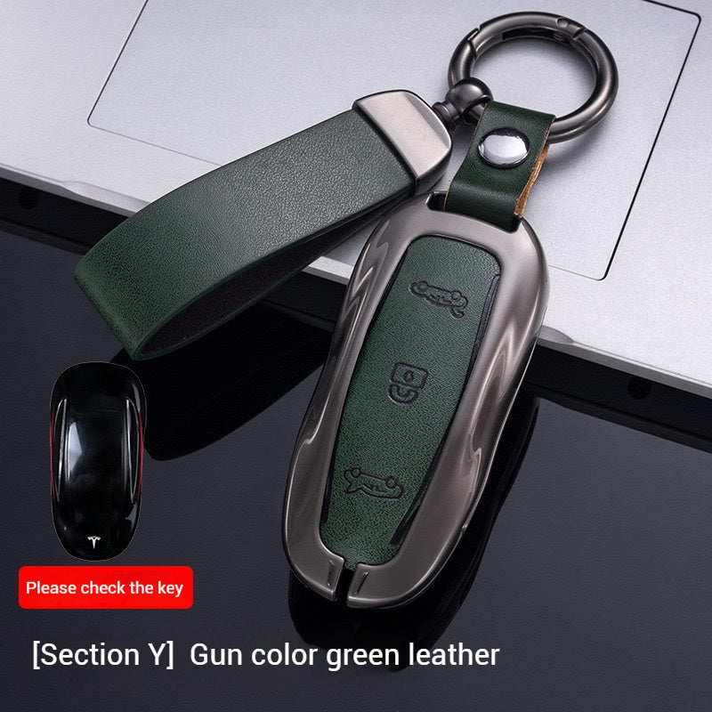 Cargue la imagen en el visor de la galería, Tesla Metal + PU Leather Smart Car Key Fob Case for Model 3, S, Y, X - Polar Tech Australia