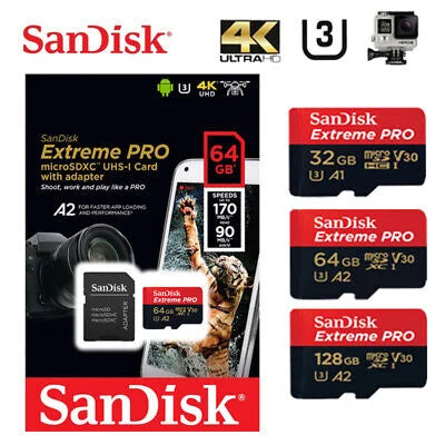 Cargue la imagen en el visor de la galería, SanDisk Extreme Pro Micro Memory Card - 64GB 128GB 256GB 512GB 1TB A2 Class V30 170Mb/s - Polar Tech Australia