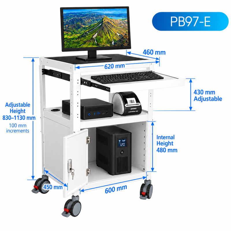 Load image into Gallery viewer, Heavy Duty Mobile Office Warehouse Workbench Computer Work Station Trolley Cart