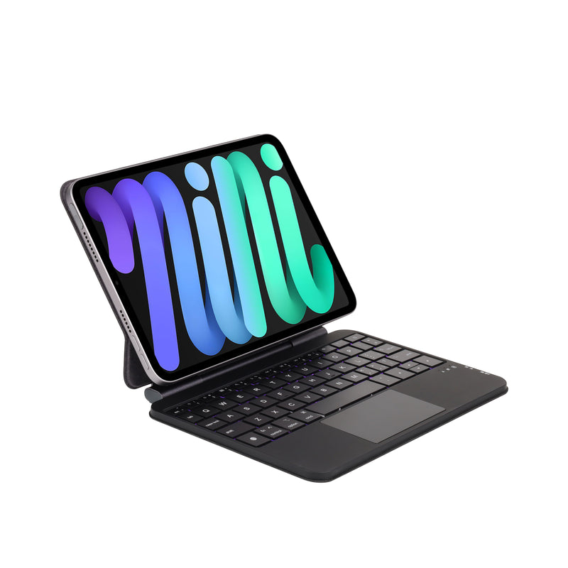 Load image into Gallery viewer, KIBO Apple iPad Mini 8.3'' 6/7th Gen (2021/2024) - Easy-Set Floating Cantilever Stand Precision Multi-Touch Trackpad Smart Wireless Keyboard Case With Backlit Keys