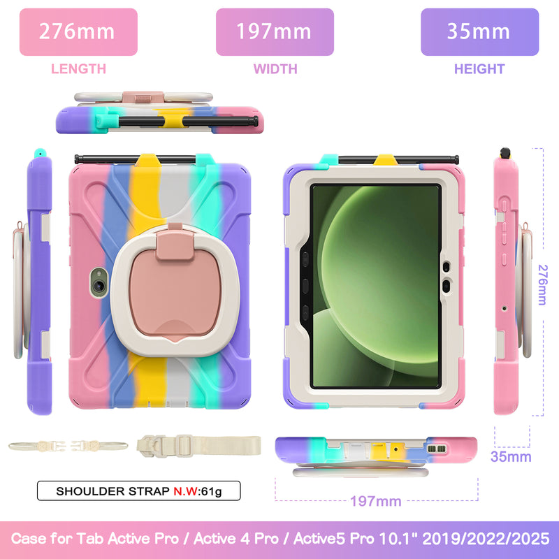 Cargue la imagen en el visor de la galería, Samsung Galaxy Tab Active Pro / Active 4 Pro / Active 5 Pro Series - Heavy Duty 360 Degree Rotate Stand Hand Strap Case With Shoulder Strap - Polar Tech Australia