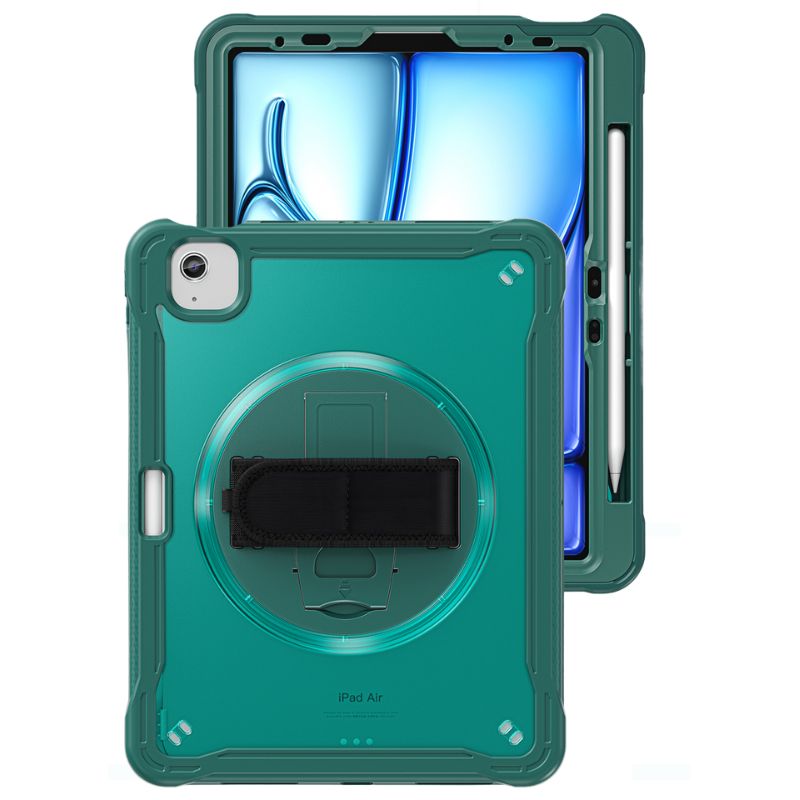 Cargue la imagen en el visor de la galería, Apple iPad Air 2024 6/6th 11'' & Pro 1/2/3/4 11'' & iPad 4/5 Air 10.9'' - 360 Degree Rotate Shockproof Heavy Duty Tough Stand Case Cover With Strap & Pen Holder - Polar Tech Australia