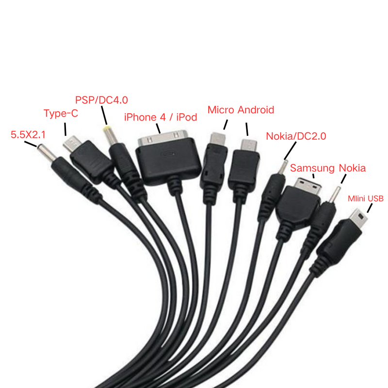 Load image into Gallery viewer, 10-in-1 USB Charging Cable – Universal Multi-Head Charger for Old & New Devices - Polar Tech Australia