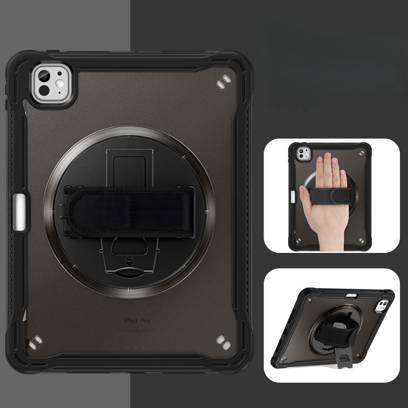 Cargue la imagen en el visor de la galería, Apple iPad Pro 11" (M4) 2024 5th Generation - 360 Degree Rotate Shockproof Heavy Duty Tough Stand Case Cover With Strap & Pen Holder - Polar Tech Australia