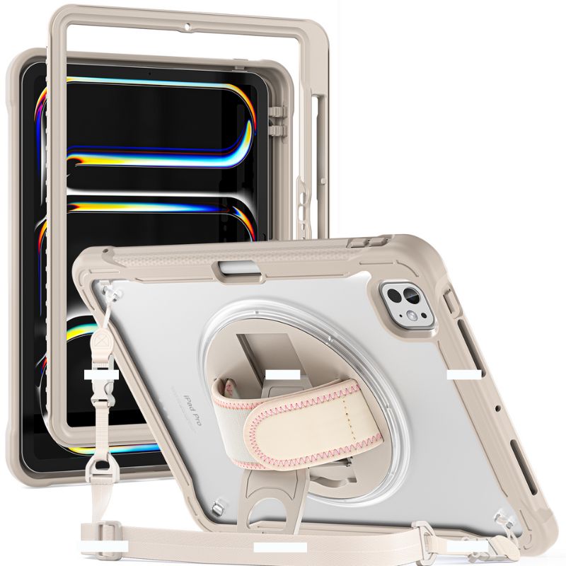 Cargue la imagen en el visor de la galería, Apple iPad Pro 11" (M4) 2024 5th Generation - 360 Degree Rotate Shockproof Heavy Duty Tough Stand Case Cover With Strap & Pen Holder - Polar Tech Australia