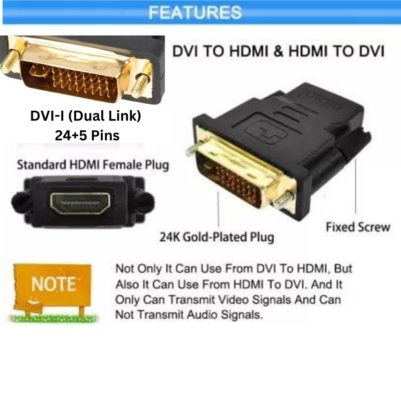 Cargue la imagen en el visor de la galería, HDMI Female to DVI-I (Dual Link) 24+5 Pins PLUG ADAPTOR Adapter CONVERTER - Polar Tech Australia