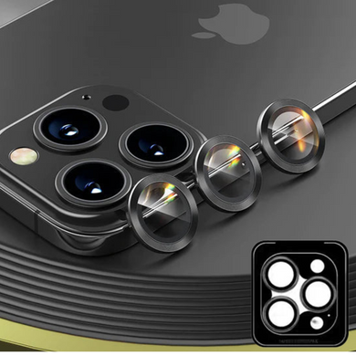 [Black Aluminium Alloy] Apple iPhone 15 Pro & 15 Pro Max Back Rear Camera Lens Glass Protector - Polar Tech Australia