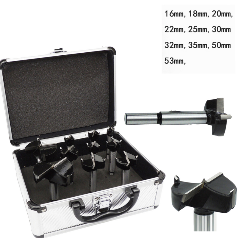 Load image into Gallery viewer, 10Pcs Wood Door Lock Installation Kit HCS Carbide Tablet Hole Saw Drill Cutter with Storage Box - Polar Tech Australia