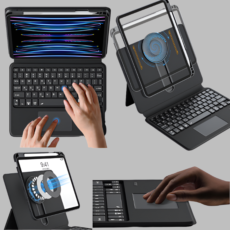 Chargez l'image dans la visionneuse de la galerie, Apple iPad Pro 11" & Air 4/5 10.9" & Air 6 11" - Magic 360 Rotation Detachable Smart Wireless Trackpad Keyboard Flip Case - Polar Tech Australia