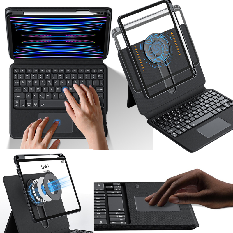 Chargez l'image dans la visionneuse de la galerie, Apple iPad Pro 11" & Air 4/5 10.9" & Air 6 11" - Magic 360 Rotation Detachable Smart Wireless Trackpad Keyboard Flip Case - Polar Tech Australia