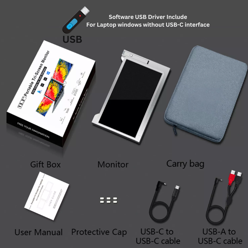 Load image into Gallery viewer, Universal Portable FHD Triple-Screen Monitor Laptop Expansion Screen For 13-17 inch Laptop & MacBook - Polar Tech Australia