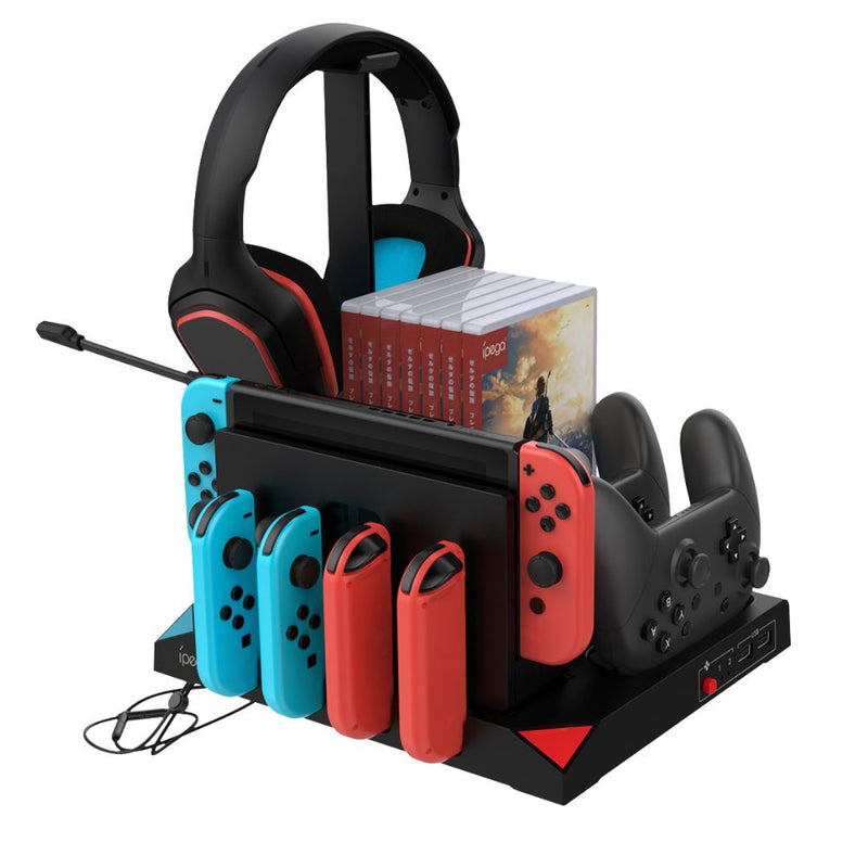 Chargez l'image dans la visionneuse de la galerie, Nintendo Switch Joy-Con 9 in 1 Multi-function Vertical Game Controller Charging Station Dock  with Headset/Game Card Stand - Polar Tech Australia