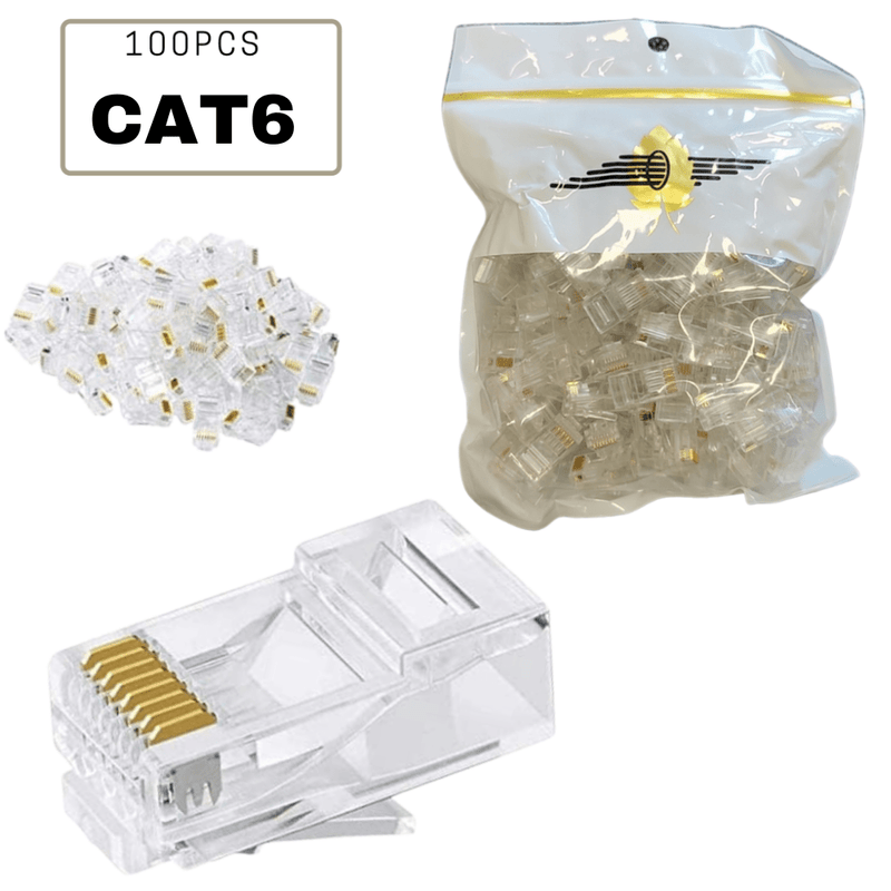Cargue la imagen en el visor de la galería, 100PCS Cat6 RJ45 Connector, Ethernet Cable Crimp Connectors UTP Network Plug - Polar Tech Australia