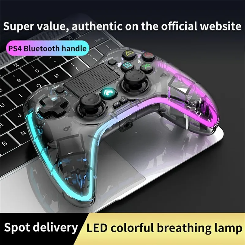Cargue la imagen en el visor de la galería, Nintendo Switch PS4 Game Consoles P05 Transparent Wireless Controller Bluetooth Handle Portable Gamepad with RGB Lights - Polar Tech Australia