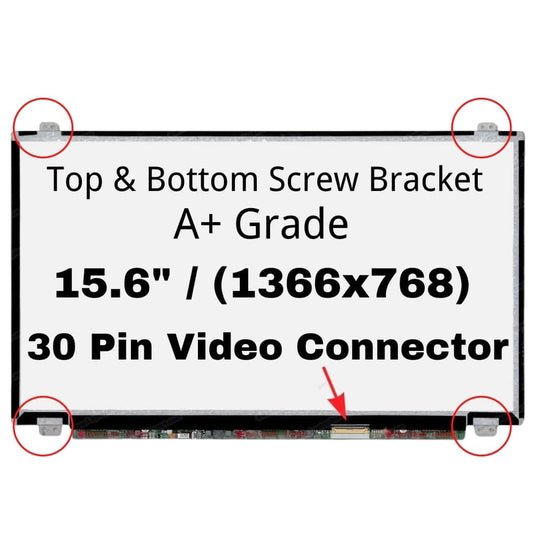 15.6" inch/A+ Grade/(1366x768)/30 Pin/Top & Bottom Screw Bracket Laptop LCD Screen Display Panel - Polar Tech Australia