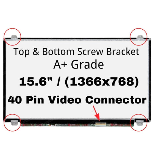 15.6" inch/A+ Grade/(1366x768)/40 Pin/Top & Bottom Screw Bracket Laptop LCD Screen Display Panel - Polar Tech Australia