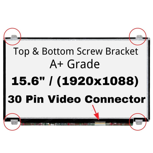 15.6" inch/A+ Grade/(1920x1080)/30 Pin/Top & Bottom Screw Bracket Laptop IPS LCD Screen Display Panel - Polar Tech Australia