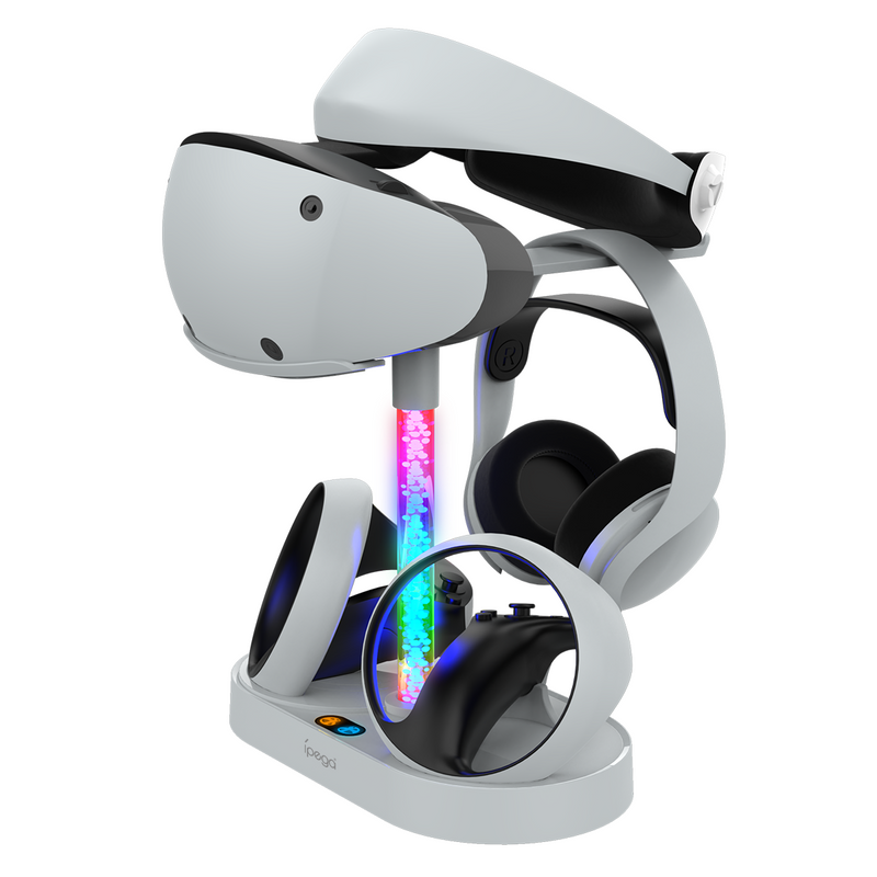 Cargue la imagen en el visor de la galería, PlayStation PS VR 2 - Headset Charging Display Stand Dual Controller Charging Station with RGB Light Charger for PS5 - Polar Tech Australia
