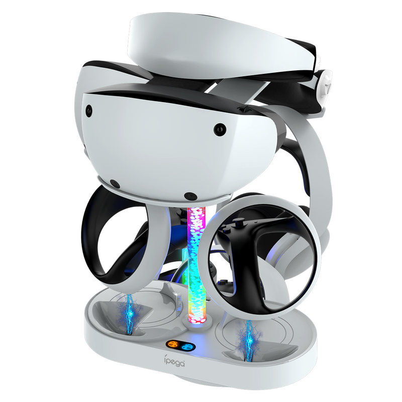 Cargue la imagen en el visor de la galería, PlayStation PS VR 2 - Headset Charging Display Stand Dual Controller Charging Station with RGB Light Charger for PS5 - Polar Tech Australia