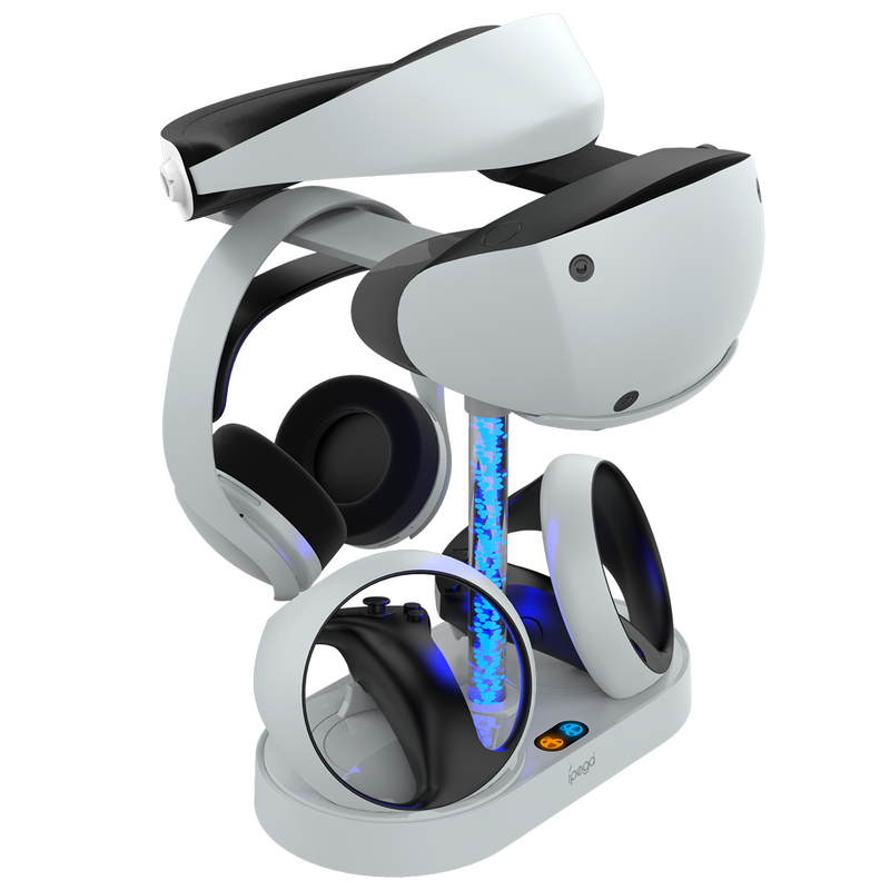 Cargue la imagen en el visor de la galería, PlayStation PS VR 2 - Headset Charging Display Stand Dual Controller Charging Station with RGB Light Charger for PS5 - Polar Tech Australia