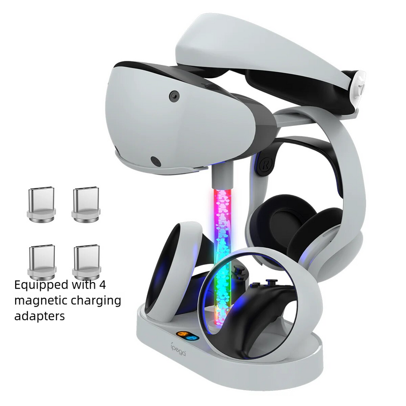 Cargue la imagen en el visor de la galería, PlayStation PS VR 2 - Headset Charging Display Stand Dual Controller Charging Station with RGB Light Charger for PS5 - Polar Tech Australia