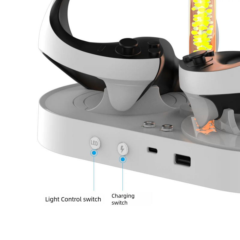 Cargue la imagen en el visor de la galería, PlayStation PS VR 2 - Headset Charging Display Stand Dual Controller Charging Station with RGB Light Charger for PS5 - Polar Tech Australia