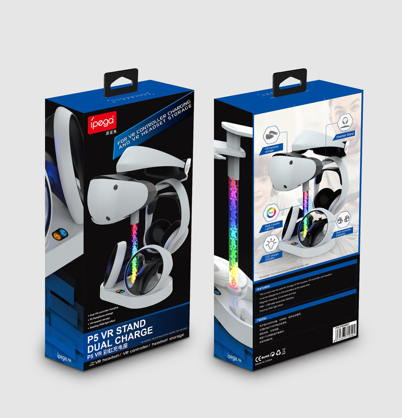 Cargue la imagen en el visor de la galería, PlayStation PS VR 2 - Headset Charging Display Stand Dual Controller Charging Station with RGB Light Charger for PS5 - Polar Tech Australia
