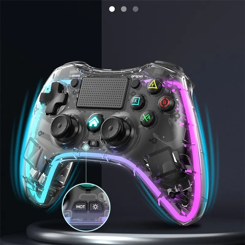 Cargue la imagen en el visor de la galería, Nintendo Switch PS4 Game Consoles P05 Transparent Wireless Controller Bluetooth Handle Portable Gamepad with RGB Lights - Polar Tech Australia