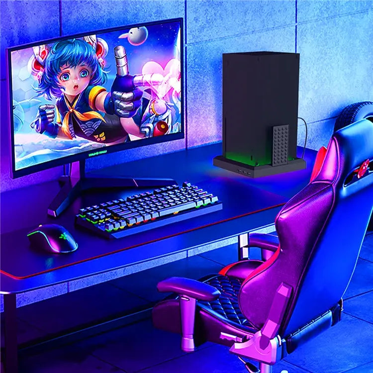 Load image into Gallery viewer, Xbox Series S / X Game Console Holder Stand With RGB Light & USB Hub - Polar Tech Australia