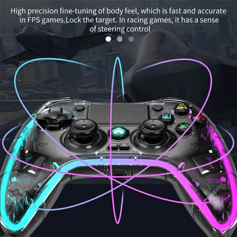 Cargue la imagen en el visor de la galería, Nintendo Switch PS4 Game Consoles P05 Transparent Wireless Controller Bluetooth Handle Portable Gamepad with RGB Lights - Polar Tech Australia
