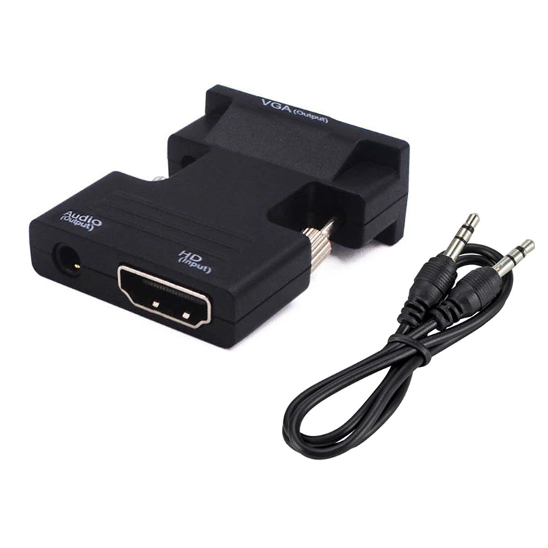 Chargez l'image dans la visionneuse de la galerie, HDMI-compatible Female to VGA Male Converter 3.5mm Audio Cable Adapter 1080P FHD Video Output for PC Laptop TV Monitor Projector - Polar Tech Australia