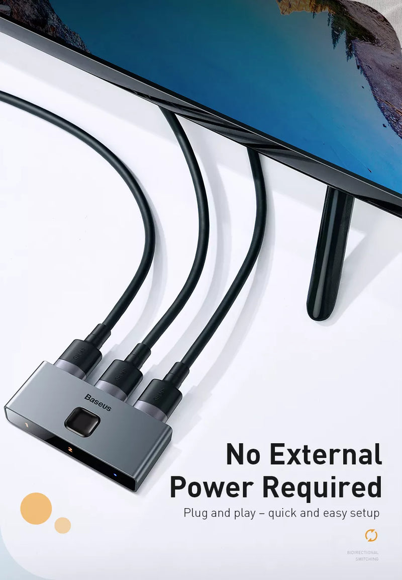 Chargez l'image dans la visionneuse de la galerie, Baseus Matrix 3 Ports HDMI Splitter 4K HD 60Hz (Two-Way Switch) - Polar Tech Australia