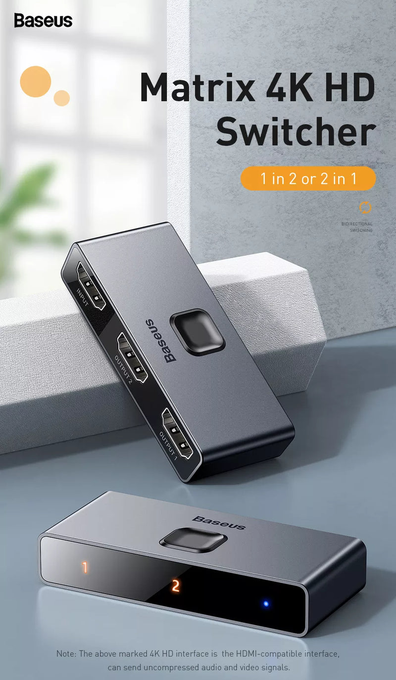 Chargez l'image dans la visionneuse de la galerie, Baseus Matrix 3 Ports HDMI Splitter 4K HD 60Hz (Two-Way Switch) - Polar Tech Australia