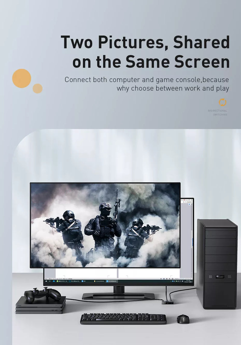 Chargez l'image dans la visionneuse de la galerie, Baseus Matrix 3 Ports HDMI Splitter 4K HD 60Hz (Two-Way Switch) - Polar Tech Australia