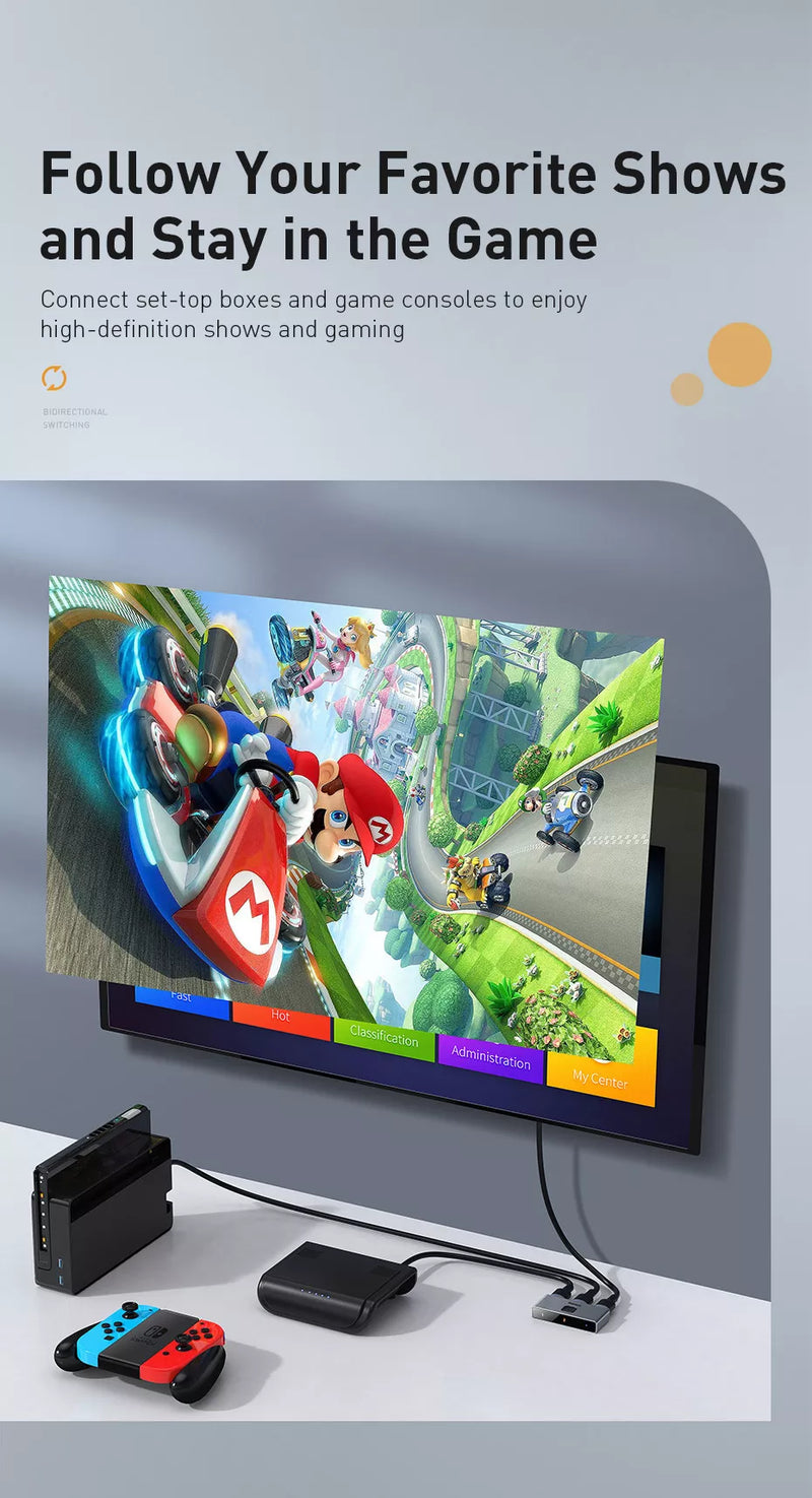 Chargez l'image dans la visionneuse de la galerie, Baseus Matrix 3 Ports HDMI Splitter 4K HD 60Hz (Two-Way Switch) - Polar Tech Australia