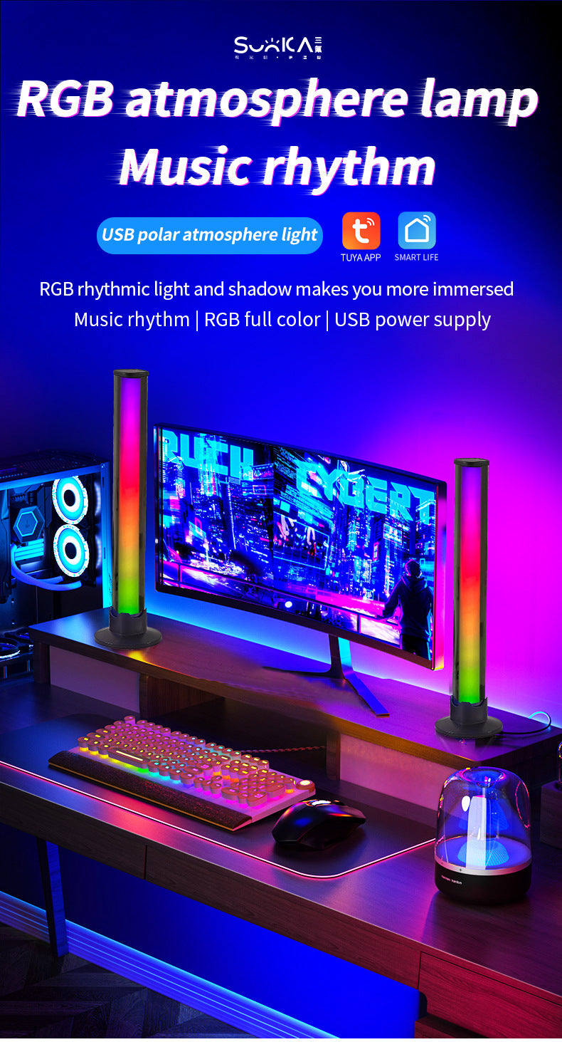 Load image into Gallery viewer, [TUYA Smart Home][2 Pcs] RGB Dimmable LED Music Rhythm Lamp Sound Bar APP Control Atmosphere Light LED Bar - Polar Tech Australia
