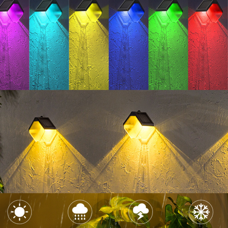 Load image into Gallery viewer, Colourful Solar Wall Lights Outdoor 6LED Waterproof Wall Lamp for Balcony Patio Courtyards Fence Lamps Garden Décor Solar Outdoor Wall Light - Polar Tech Australia