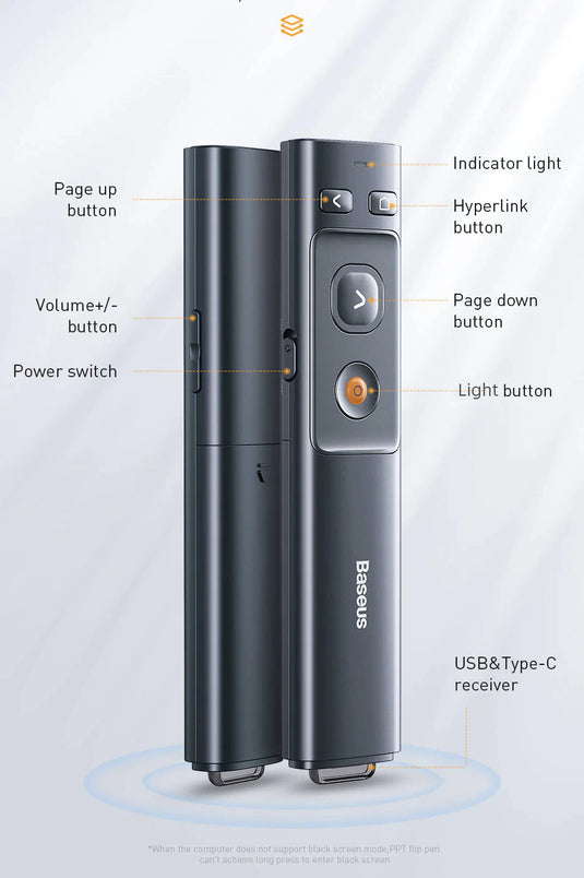 Baseus 2.4GHz Windows Laptop MacBook Wireless Presenter Remote with Pointer - Polar Tech Australia